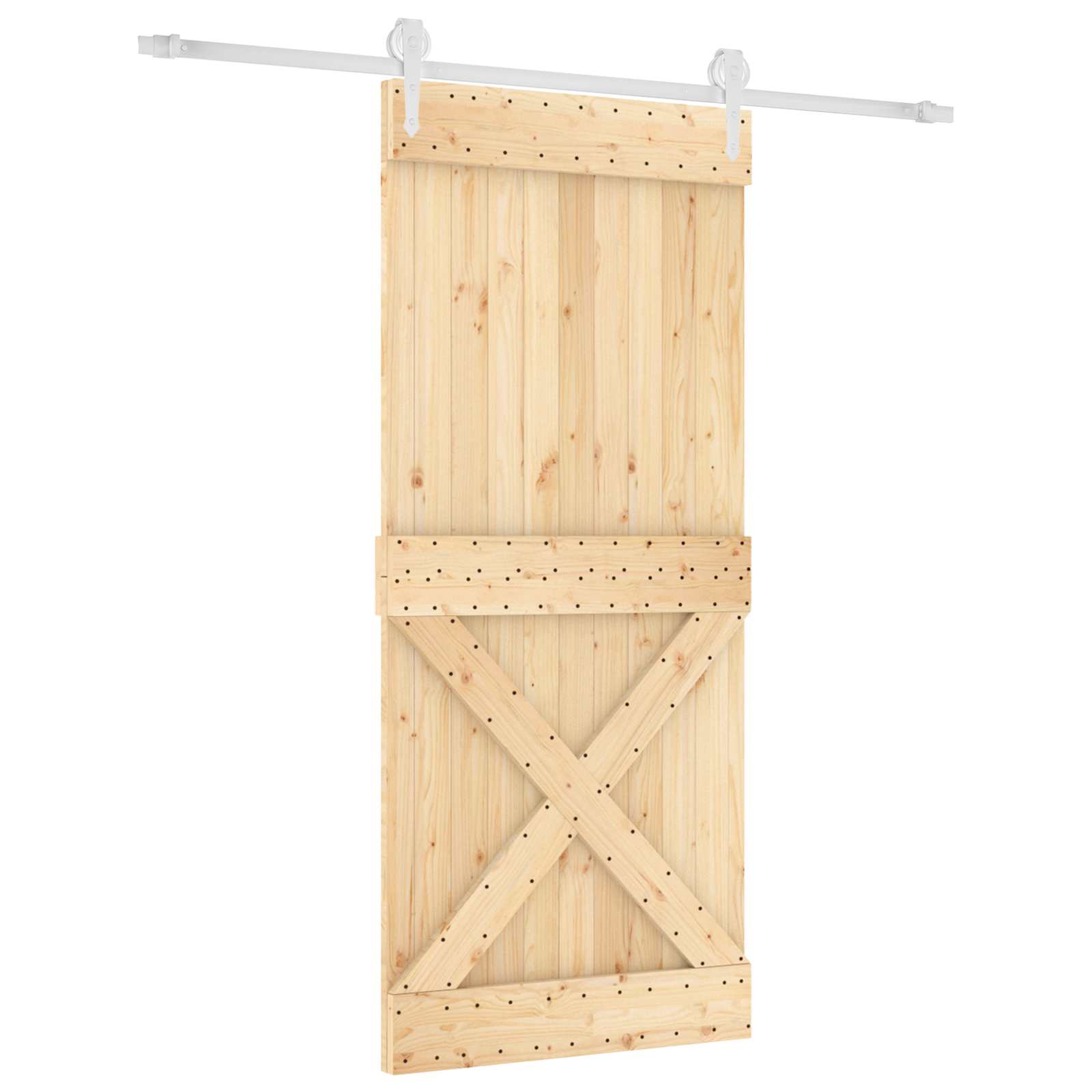 Συρόμενη Πόρτα Φυσικό και Λευκό 90 x 210 cm - Pakobazaar