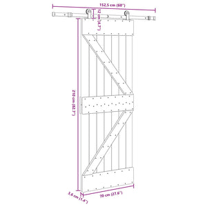 Συρόμενη Πόρτα NARVIK 70 x 210 εκ (152,5 εκ) Φυσικό και Μαύρο - Pakobazaar