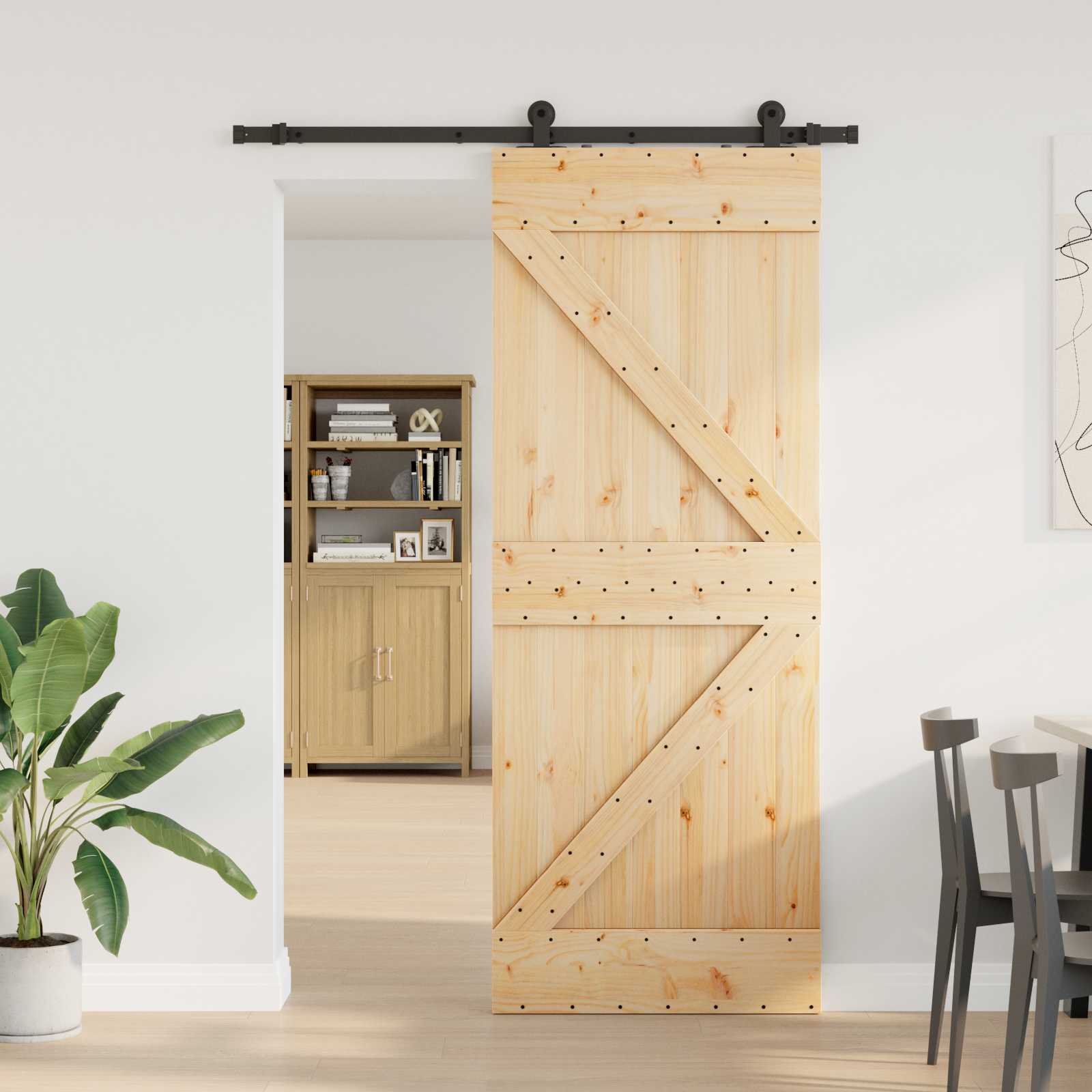 Συρόμενη Πόρτα NARVIK 80 x 210 εκ (152,5 εκ) Φυσικό και Μαύρο