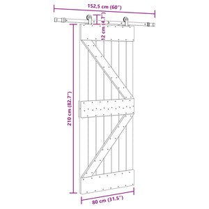 Συρόμενη Πόρτα NARVIK 80 x 210 εκ (152,5 εκ) Φυσικό και Μαύρο - Pakobazaar