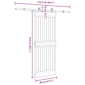 Συρόμενη Πόρτα NARVIK 80 x 210 εκ (213,5 εκ) Φυσικό και Μαύρο - Pakobazaar