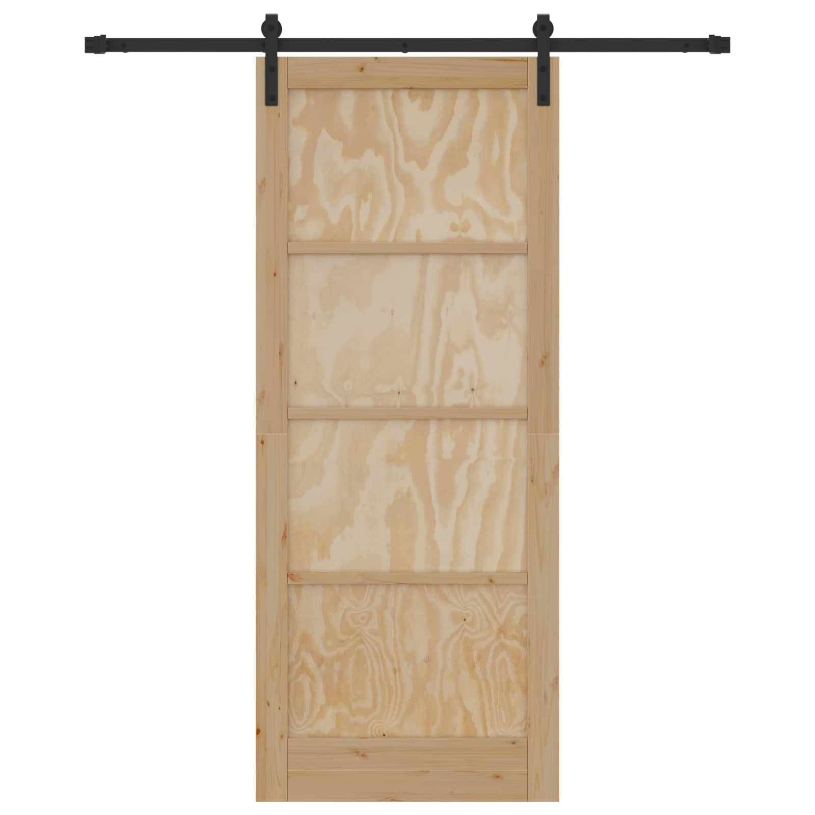 Συρόμενη Πόρτα Φυσικό και Μαύρο 86 x 211 cm Μασίφ Ξύλο Πεύκου - Pakobazaar