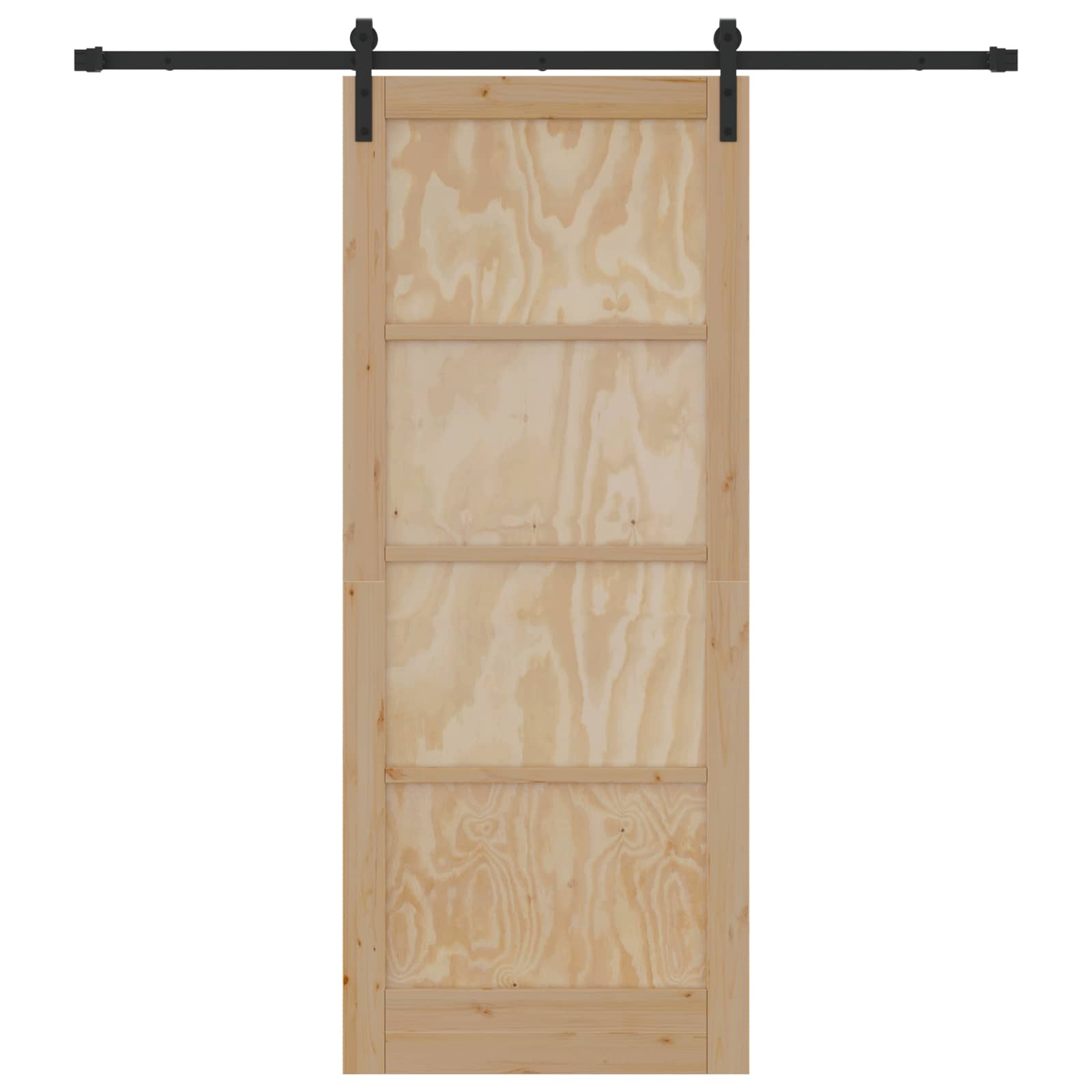 Συρόμενη Πόρτα Φυσικό και Μαύρο 86 x 211 cm Μασίφ Ξύλο Πεύκου - Pakobazaar