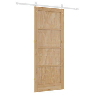 Συρόμενη Πόρτα Φυσικό και Λευκό 86 x 211 cm Μασίφ Ξύλο Πεύκου - Pakobazaar