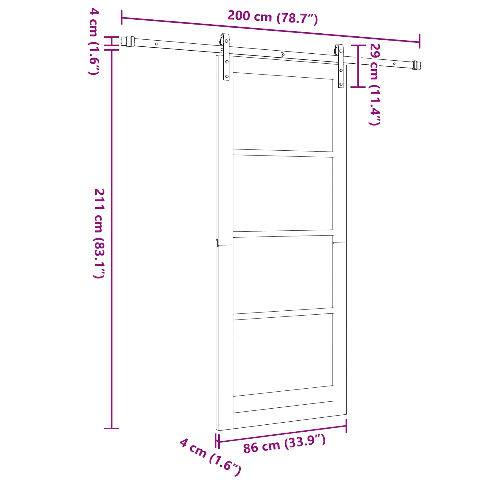 Συρόμενη Πόρτα Φυσικό και Λευκό 86 x 211 cm Μασίφ Ξύλο Πεύκου - Pakobazaar