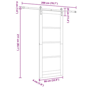 Συρόμενη Πόρτα Φυσικό και Λευκό 86 x 211 cm Μασίφ Ξύλο Πεύκου - Pakobazaar