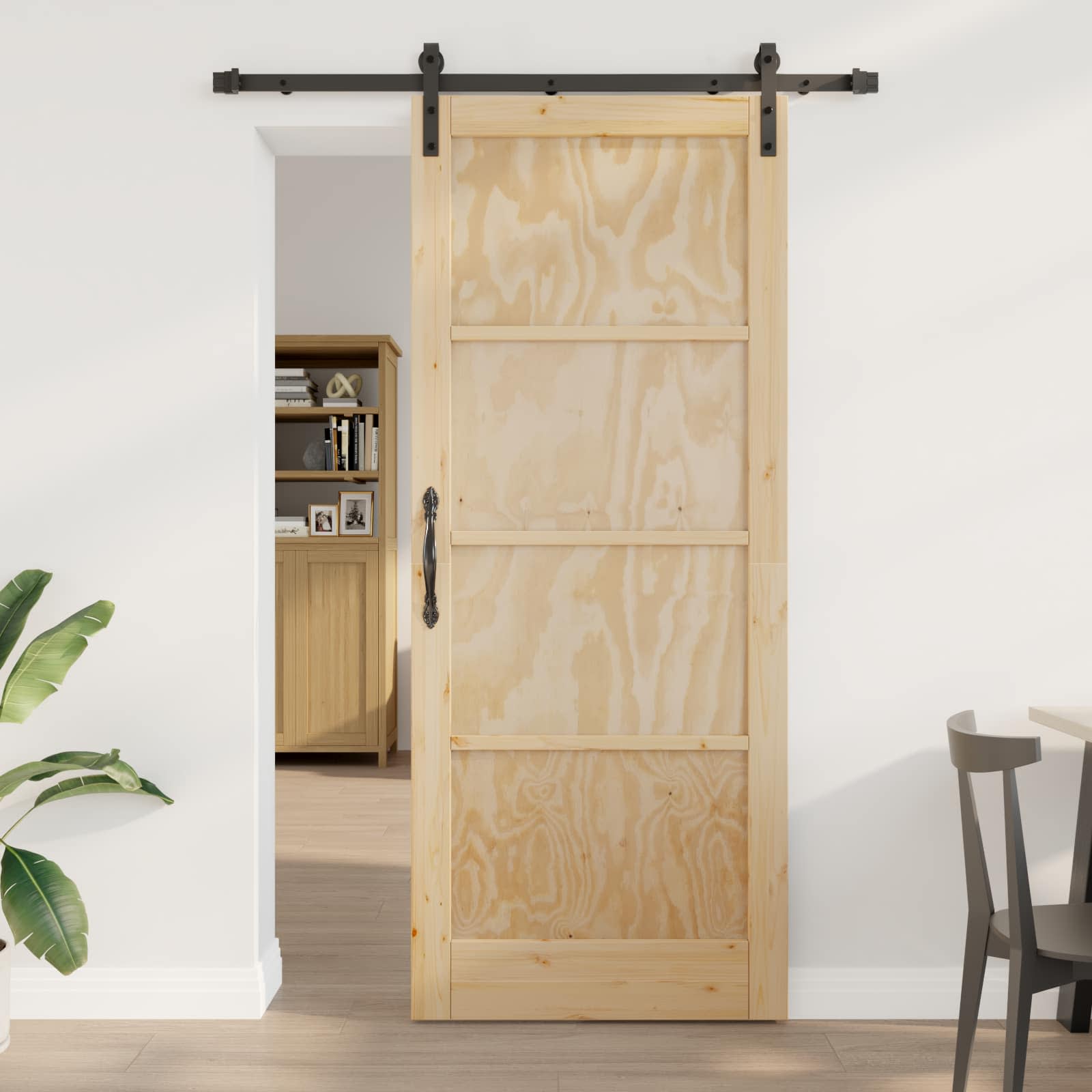 Συρόμενη Πόρτα Φυσικό 86 x 211 cm Μασίφ Ξύλο Πεύκου - Pakobazaar