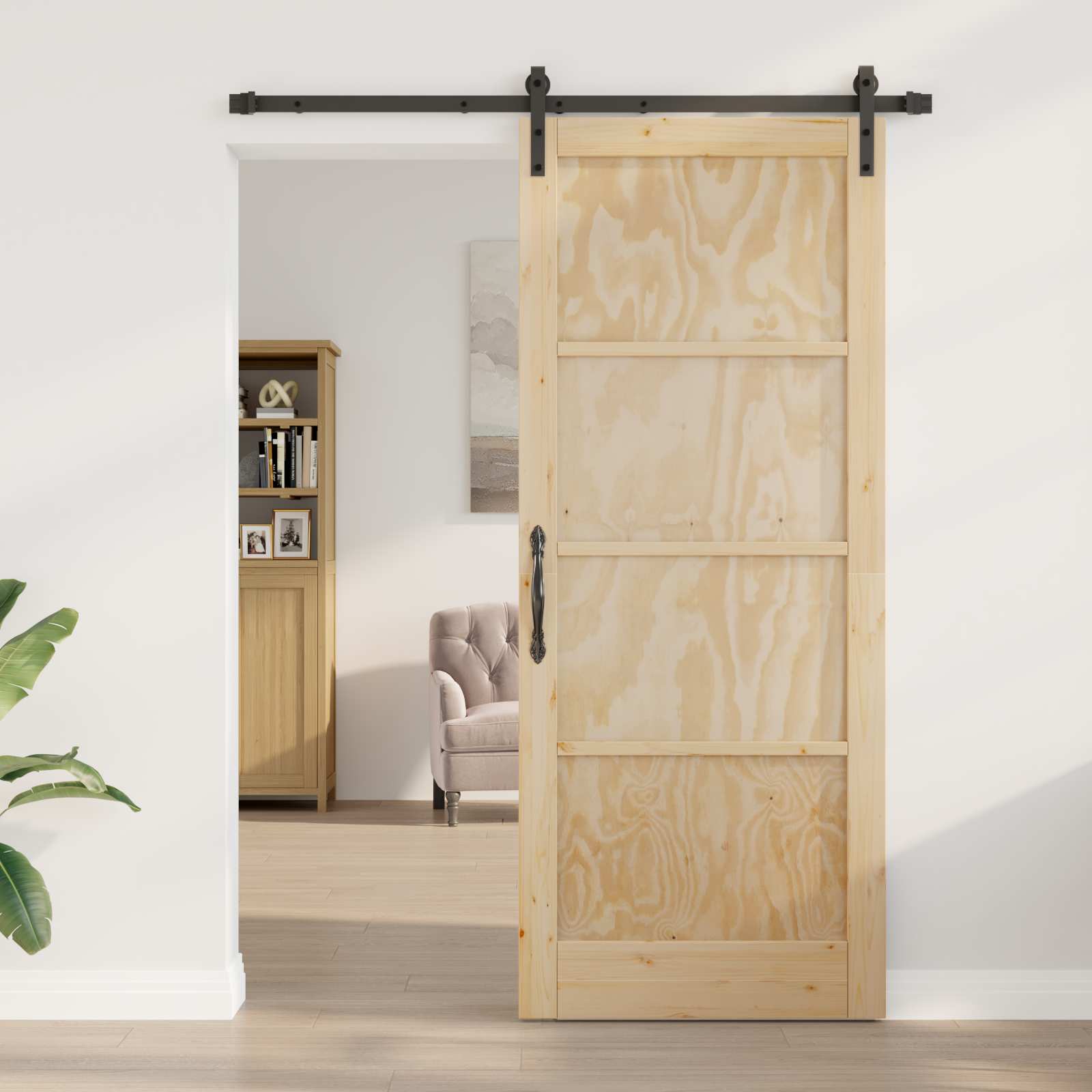Συρόμενη Πόρτα Φυσικό 86 x 211 cm Μασίφ Ξύλο Πεύκου - Pakobazaar