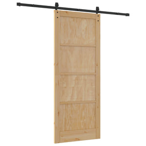 Συρόμενη Πόρτα Φυσικό 86 x 211 cm Μασίφ Ξύλο Πεύκου - Pakobazaar
