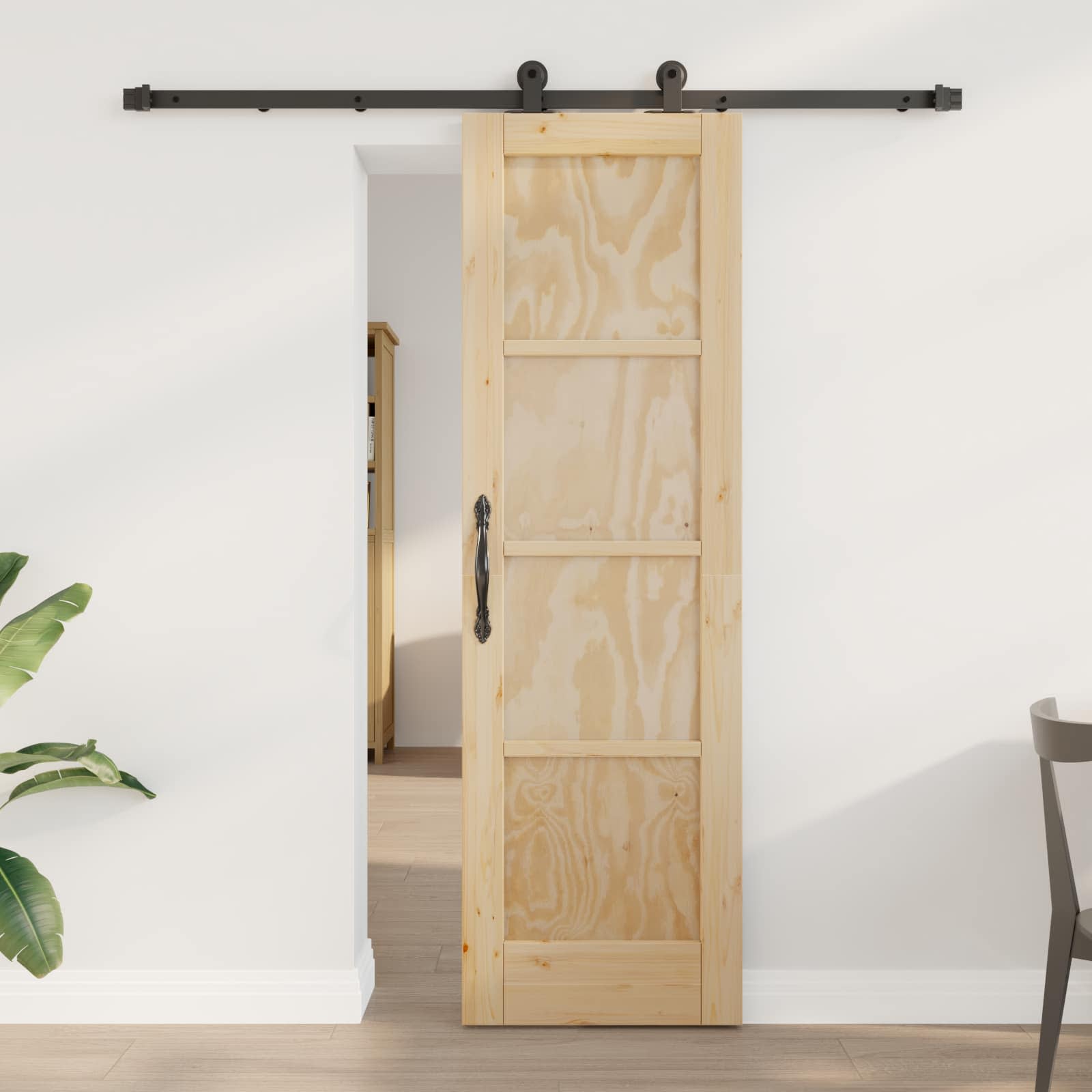 Συρόμενη Πόρτα Φυσικό και Μαύρο 61 x 198,5 εκ. - Pakobazaar