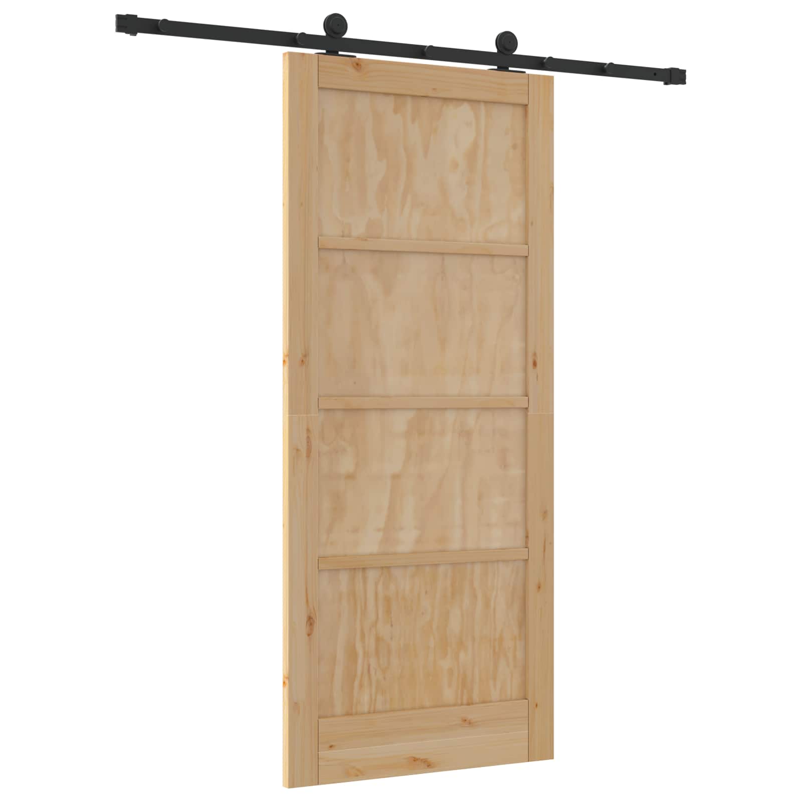 Συρόμενη Πόρτα Φυσικό και Μαύρο 86 x 198,5 cm Μασίφ Ξύλο Πεύκου - Pakobazaar