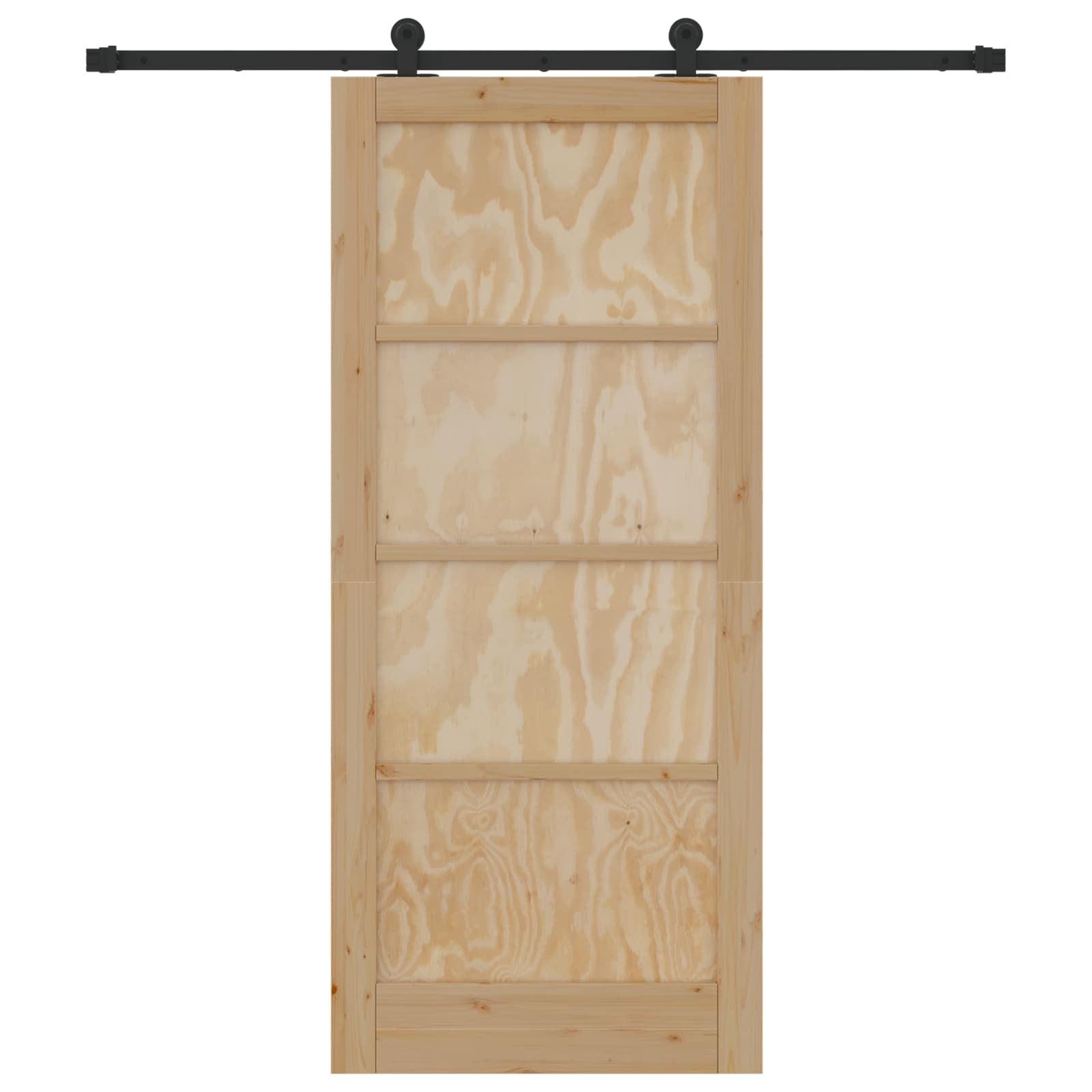 Συρόμενη Πόρτα Φυσικό και Μαύρο 86 x 198,5 cm Μασίφ Ξύλο Πεύκου - Pakobazaar