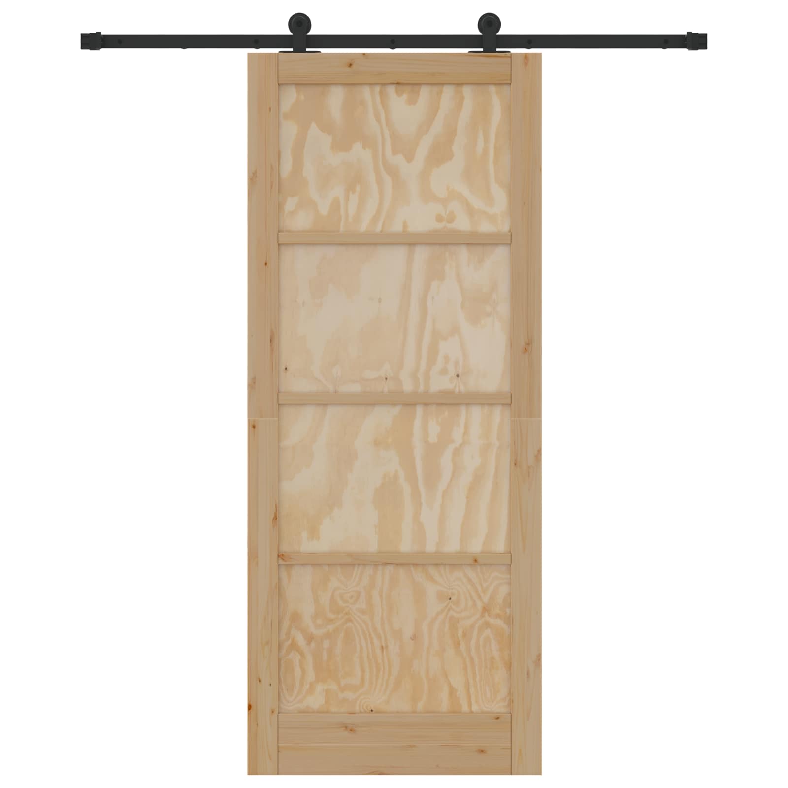Συρόμενη Πόρτα Φυσικό και Μαύρο 86 x 211 cm Μασίφ Ξύλο Πεύκου - Pakobazaar