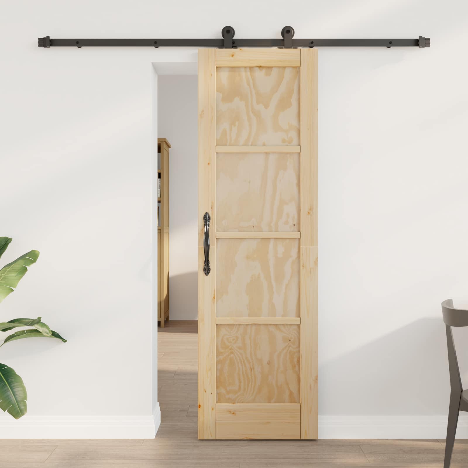 Συρόμενη Πόρτα Φυσικό και Μαύρο 61 x 198,5 εκ. - Pakobazaar