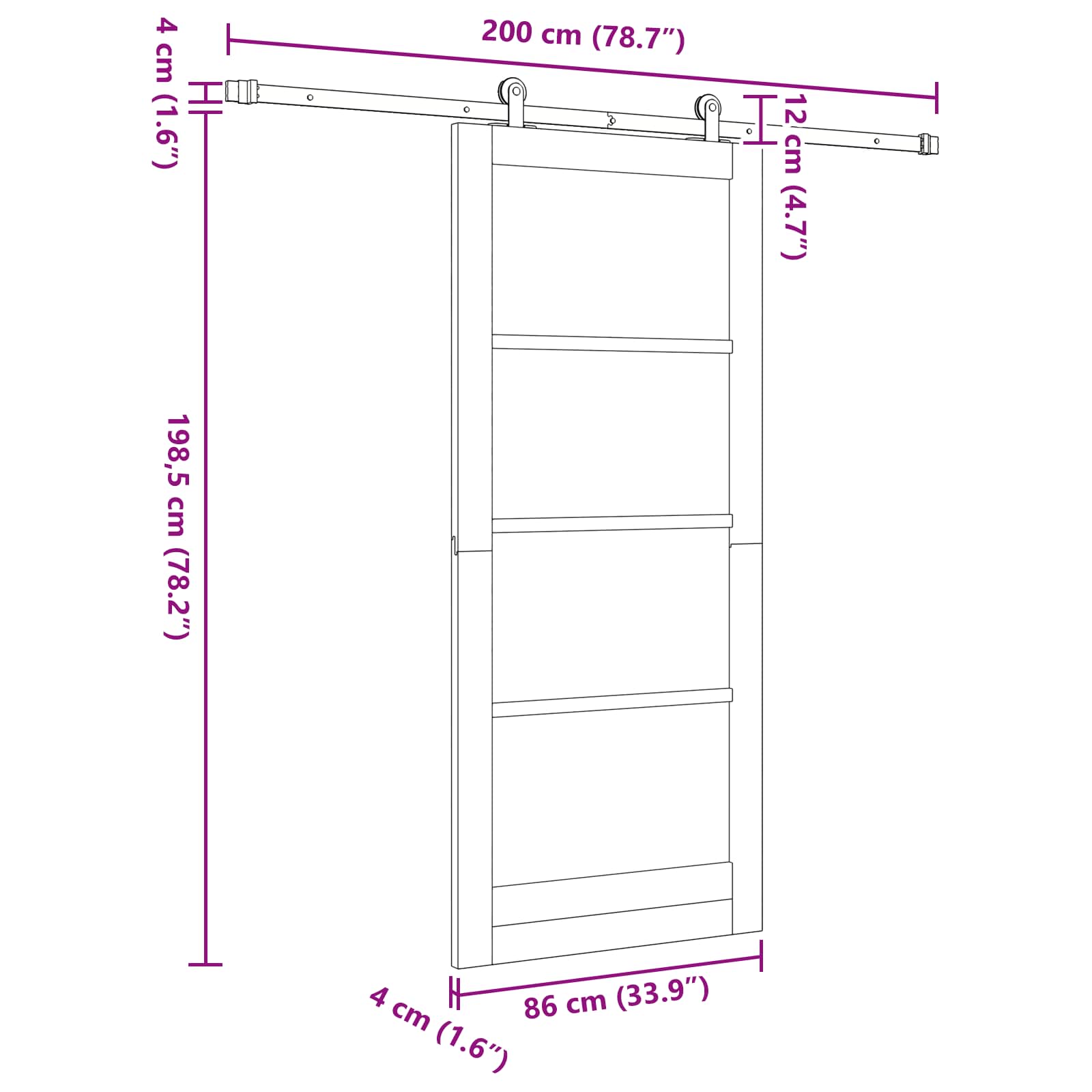 Συρόμενη Πόρτα Φυσικό και Μαύρο 86 x 198,5 cm Μασίφ Ξύλο Πεύκου - Pakobazaar