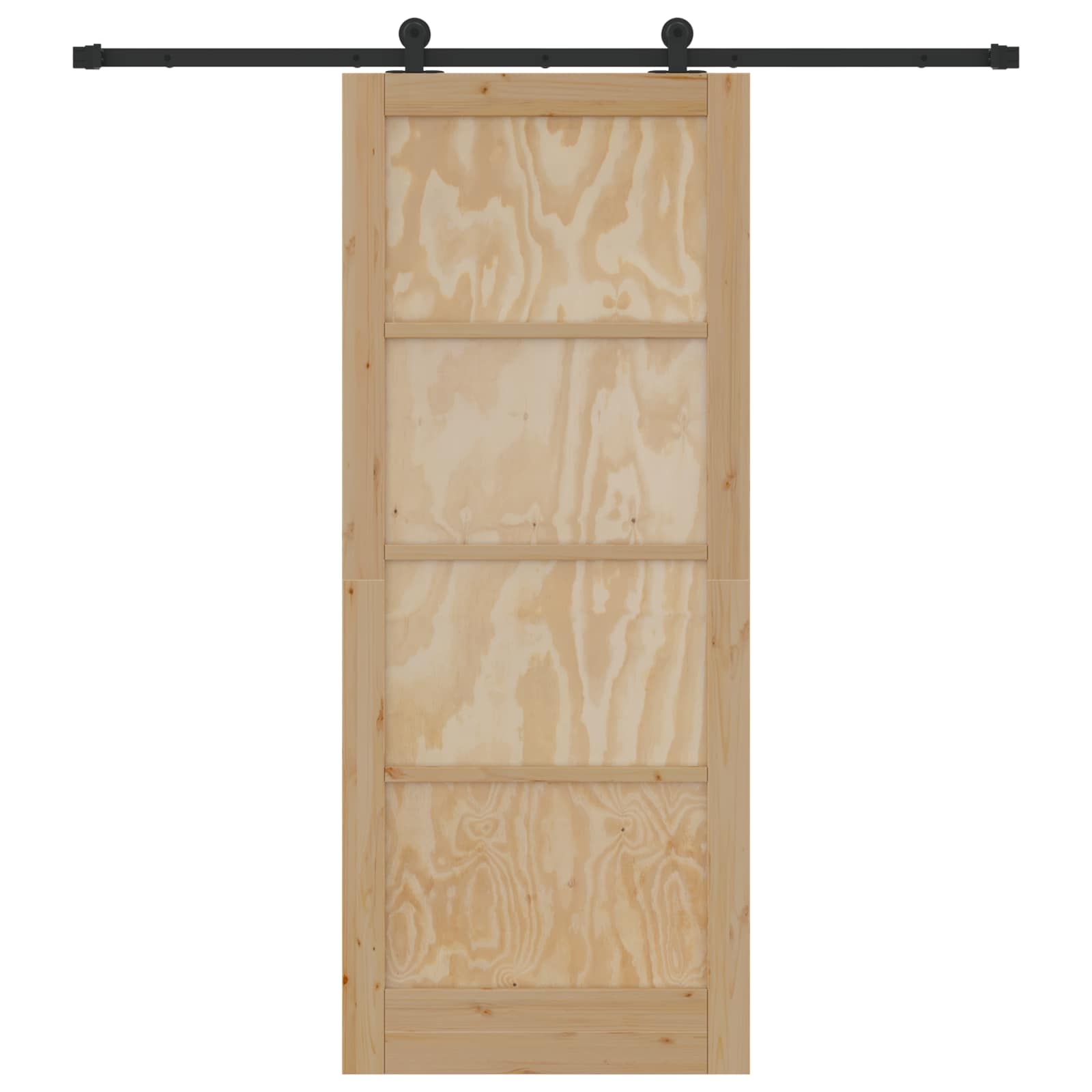 Συρόμενη Πόρτα Φυσικό και Μαύρο 86 x 211 cm Μασίφ Ξύλο Πεύκου - Pakobazaar