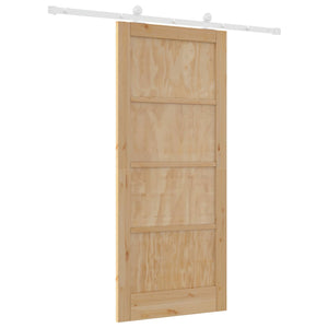 Συρόμενη Πόρτα Φυσικό και Λευκό 86 x 198,5 cm Μασίφ Ξύλο Πεύκου - Pakobazaar