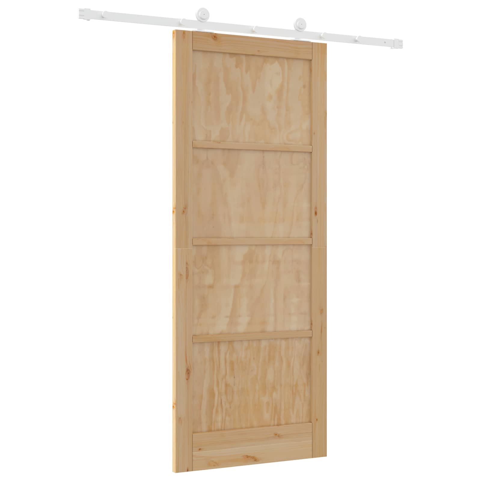 Συρόμενη Πόρτα Φυσικό και Λευκό 86 x 211 cm Μασίφ Ξύλο Πεύκου - Pakobazaar