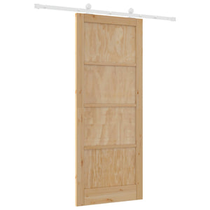 Συρόμενη Πόρτα Φυσικό και Λευκό 86 x 211 cm Μασίφ Ξύλο Πεύκου - Pakobazaar