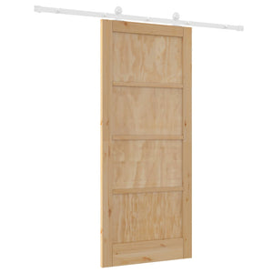 Συρόμενη Πόρτα Φυσικό και Λευκό 86 x 198,5 cm Μασίφ Ξύλο Πεύκου - Pakobazaar