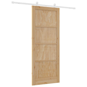 Συρόμενη Πόρτα Φυσικό και Λευκό 86 x 211 cm Μασίφ Ξύλο Πεύκου - Pakobazaar