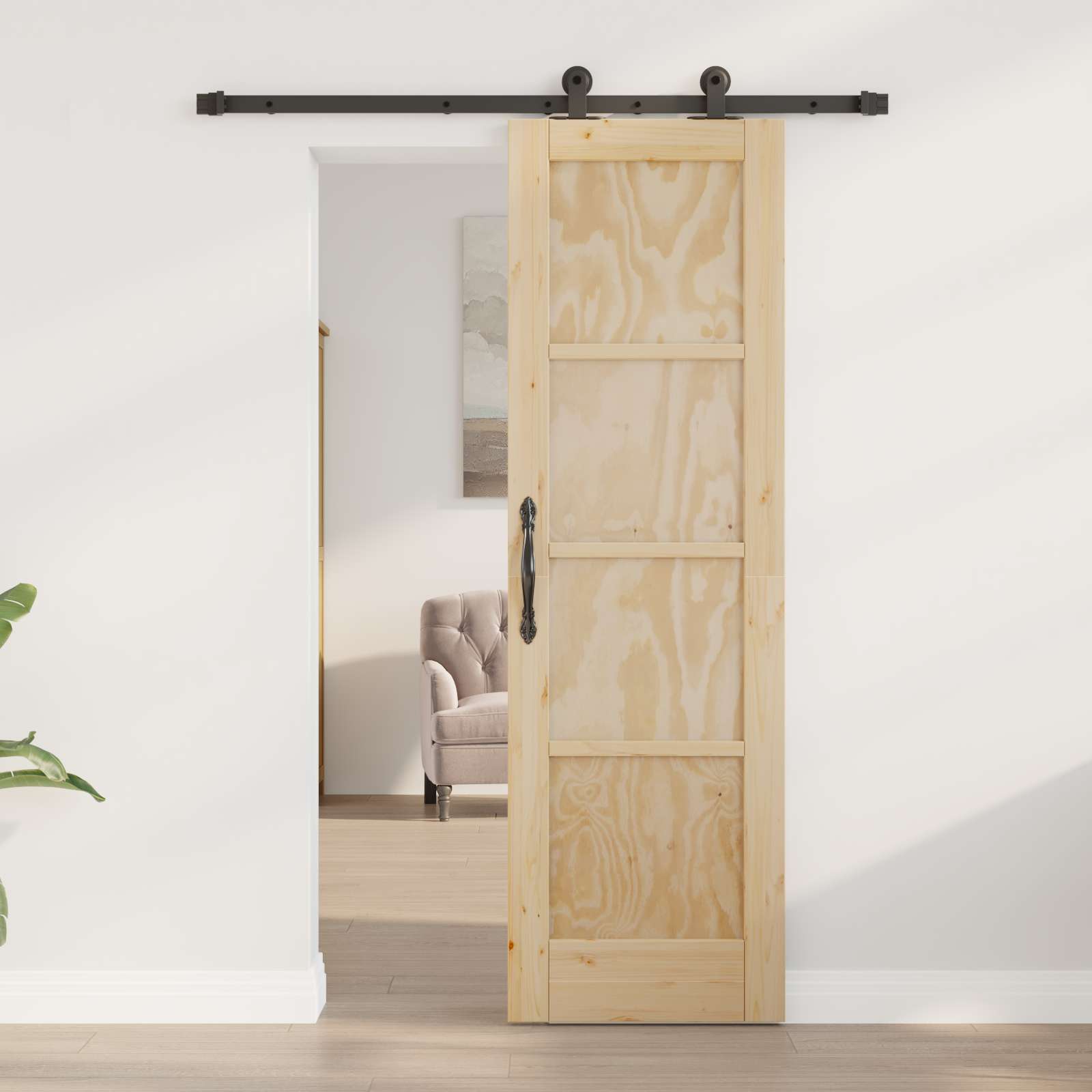 Συρόμενη Πόρτα ORKDAL Φυσικό 61 x 198,5 εκ. Μασίφ Ξύλο Πεύκου - Pakobazaar
