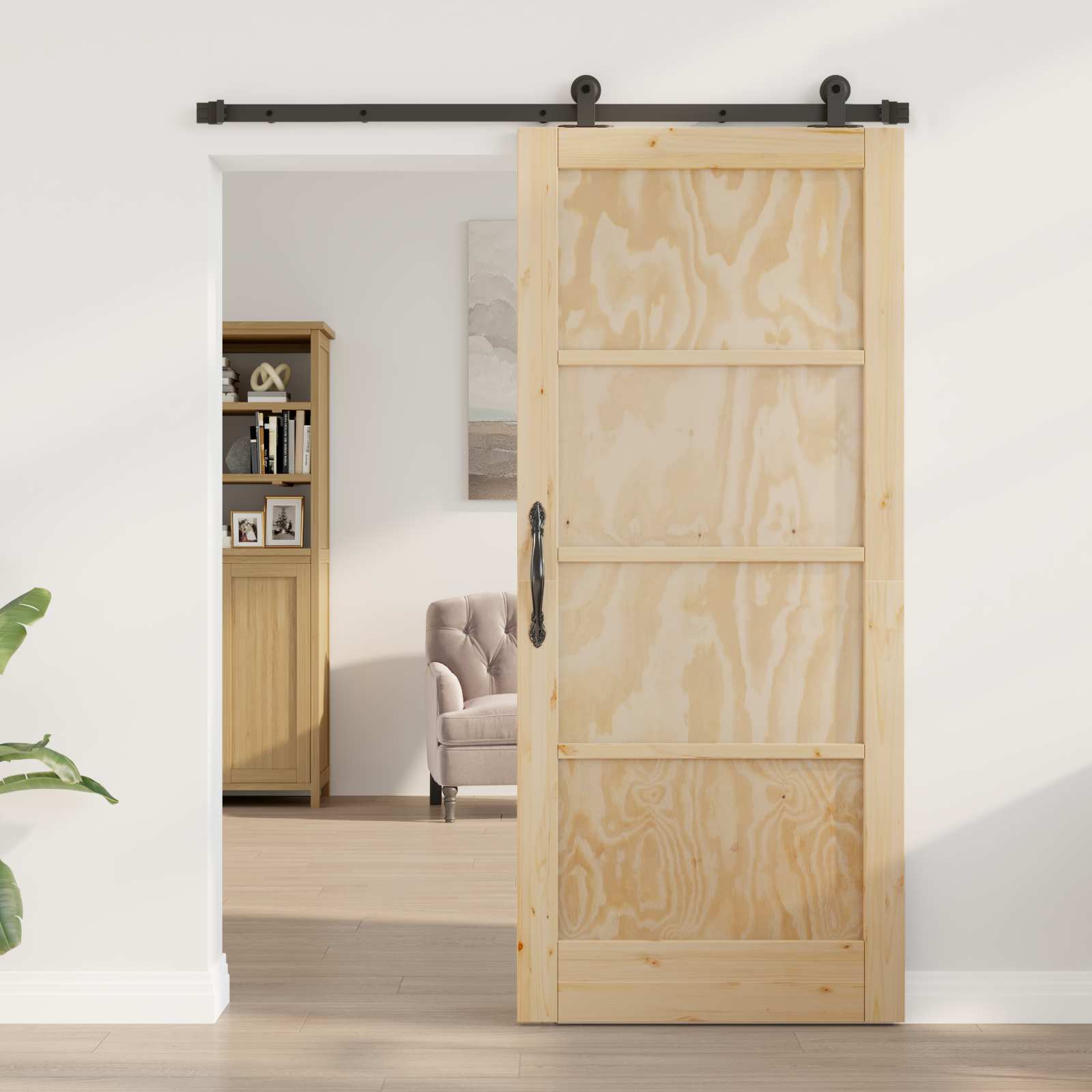 Συρόμενη Πόρτα ORKDAL Φυσικό 86 x 198,5 cm Μασίφ Ξύλο Πεύκου - Pakobazaar