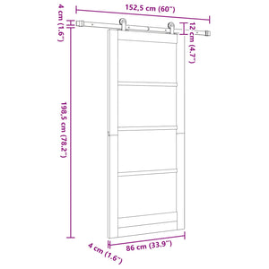 Συρόμενη Πόρτα ORKDAL Φυσικό 86 x 198,5 cm Μασίφ Ξύλο Πεύκου - Pakobazaar