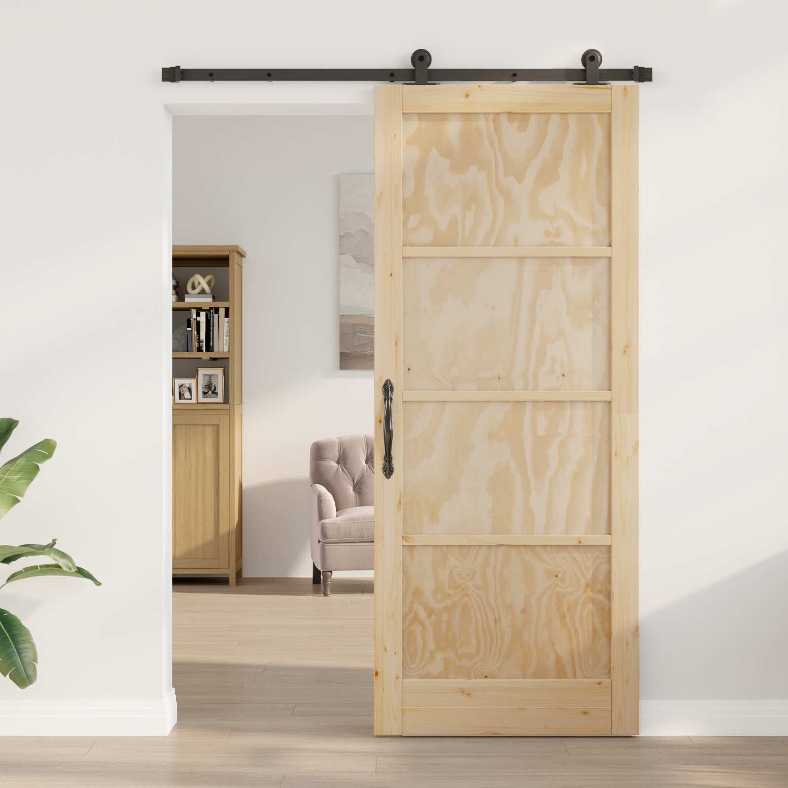Συρόμενη Πόρτα ORKDAL Φυσικό 86 x 211 cm Μασίφ Ξύλο Πεύκου - Pakobazaar