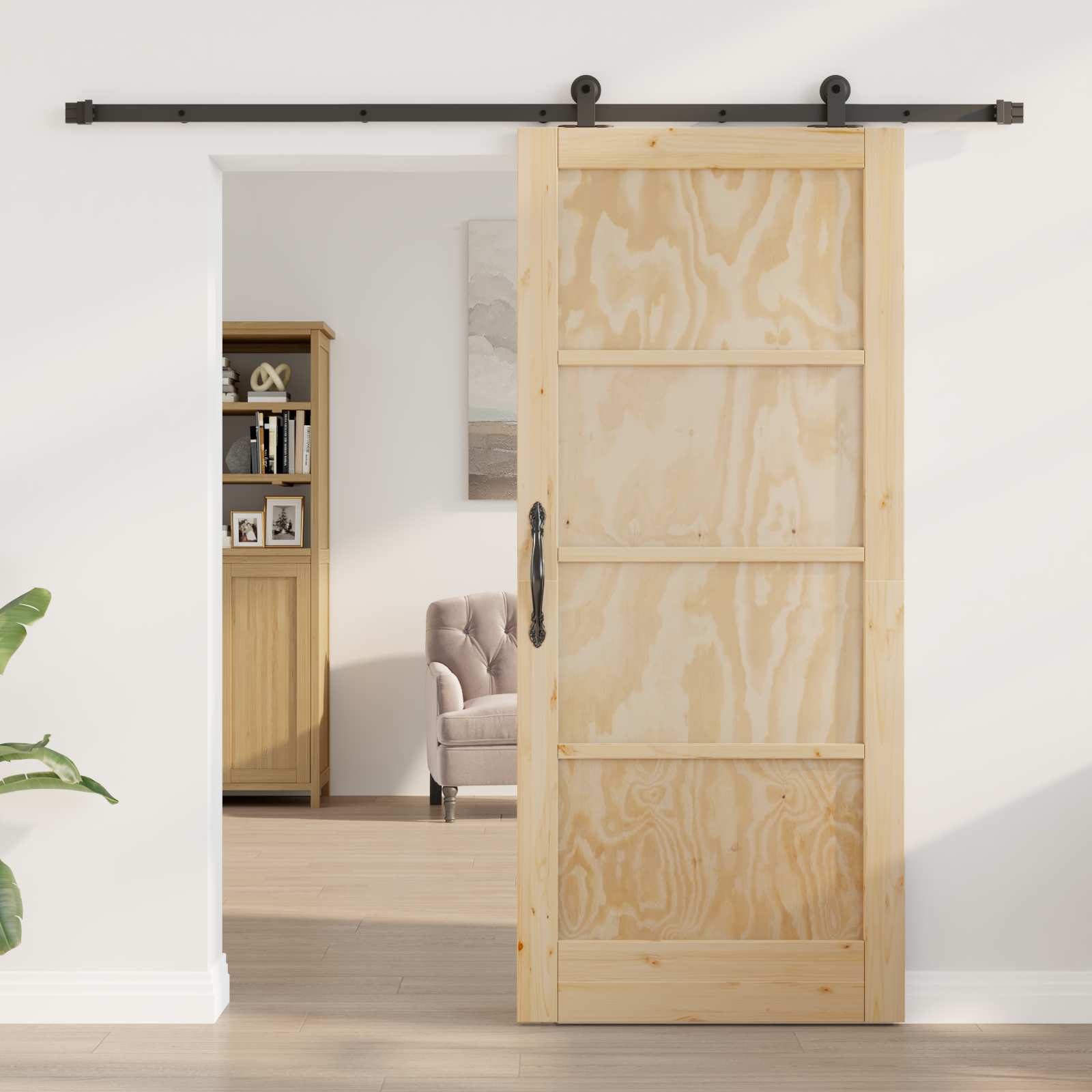 Συρόμενη Πόρτα ORKDAL Φυσικό 86 x 198,5 cm Μασίφ Ξύλο Πεύκου - Pakobazaar