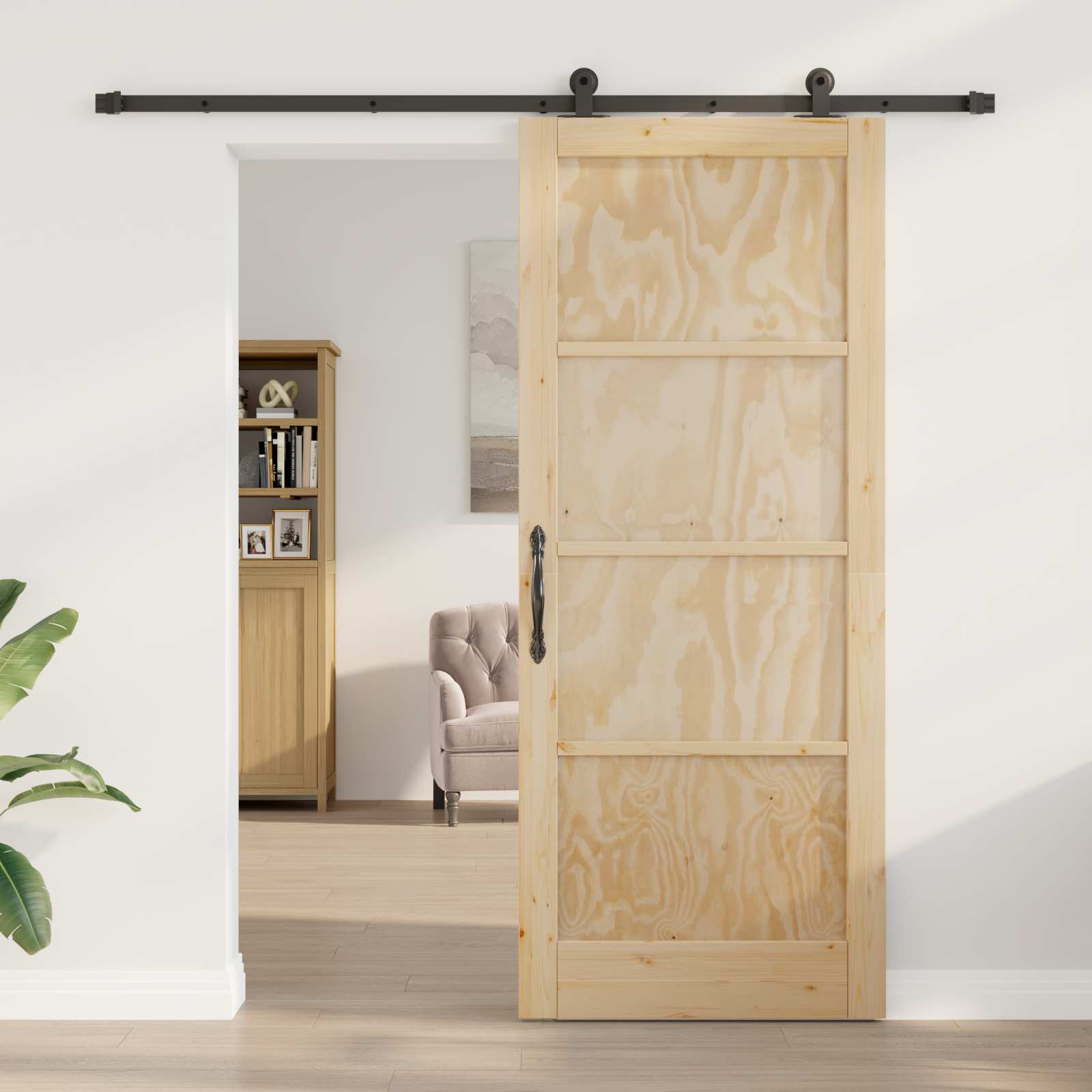 Συρόμενη Πόρτα ORKDAL Φυσικό 86 x 211 cm Μασίφ Ξύλο Πεύκου - Pakobazaar
