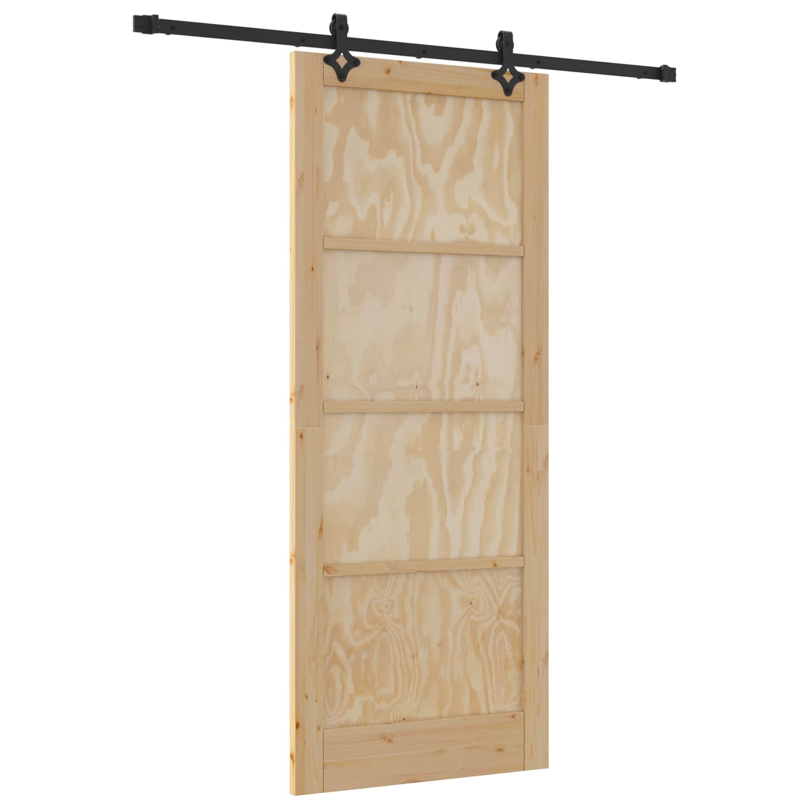 Συρόμενη Πόρτα Φυσικό και Μαύρο 86 x 211 cm Μασίφ Ξύλο Πεύκου - Pakobazaar