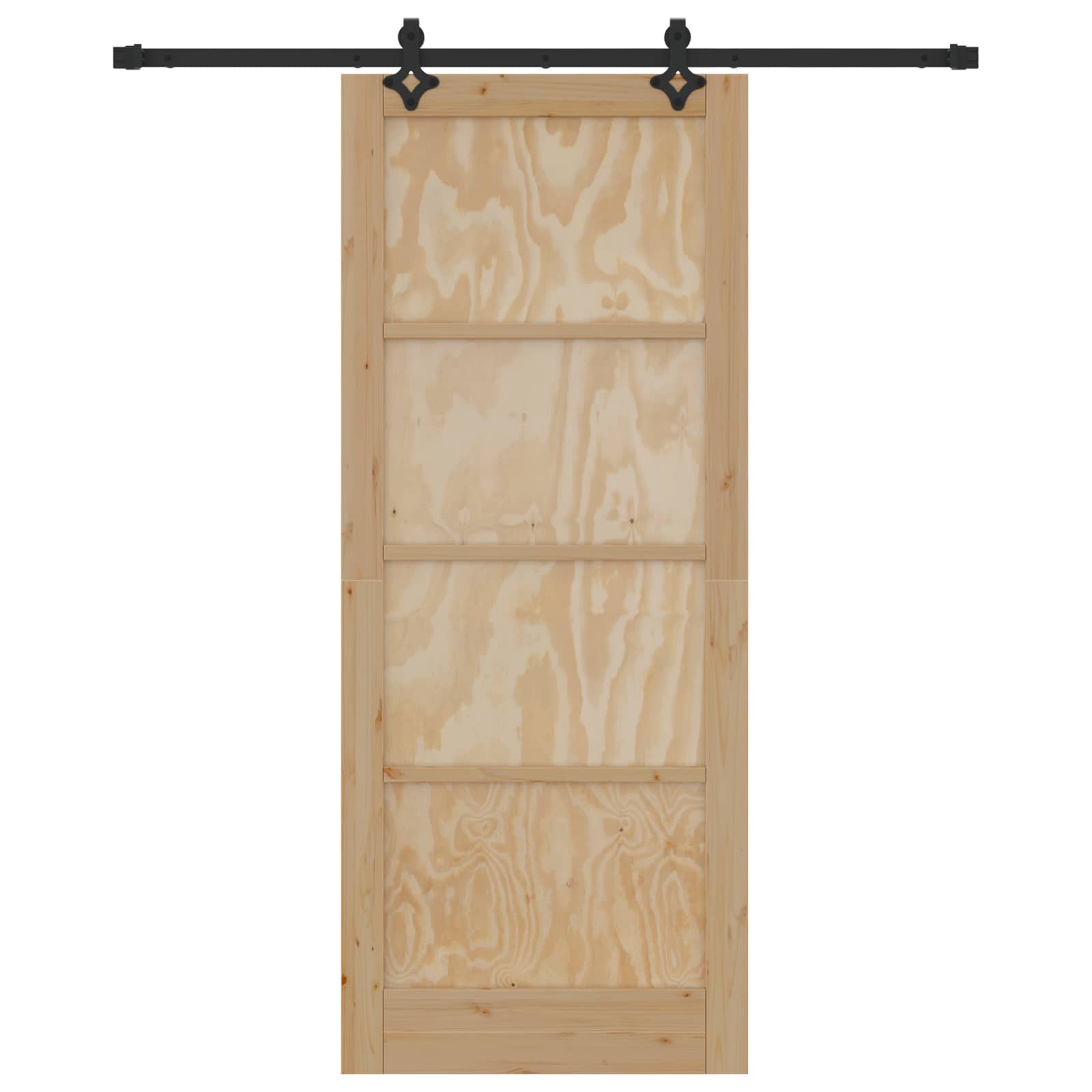 Συρόμενη Πόρτα Φυσικό και Μαύρο 86 x 211 cm Μασίφ Ξύλο Πεύκου - Pakobazaar