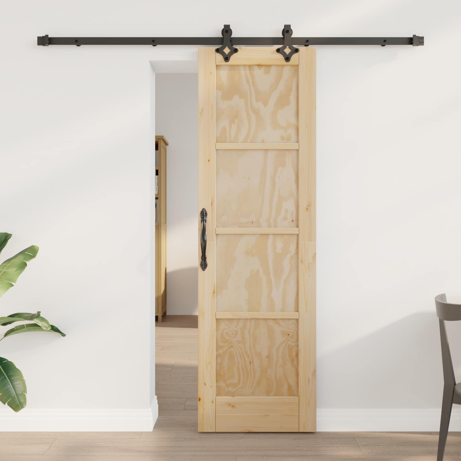 Συρόμενη Πόρτα Φυσικό και Μαύρο 61 x 198,5 εκ. - Pakobazaar
