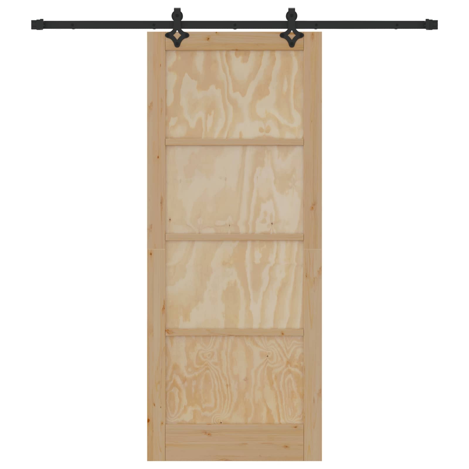 Συρόμενη Πόρτα Φυσικό και Μαύρο 86 x 211 cm Μασίφ Ξύλο Πεύκου - Pakobazaar