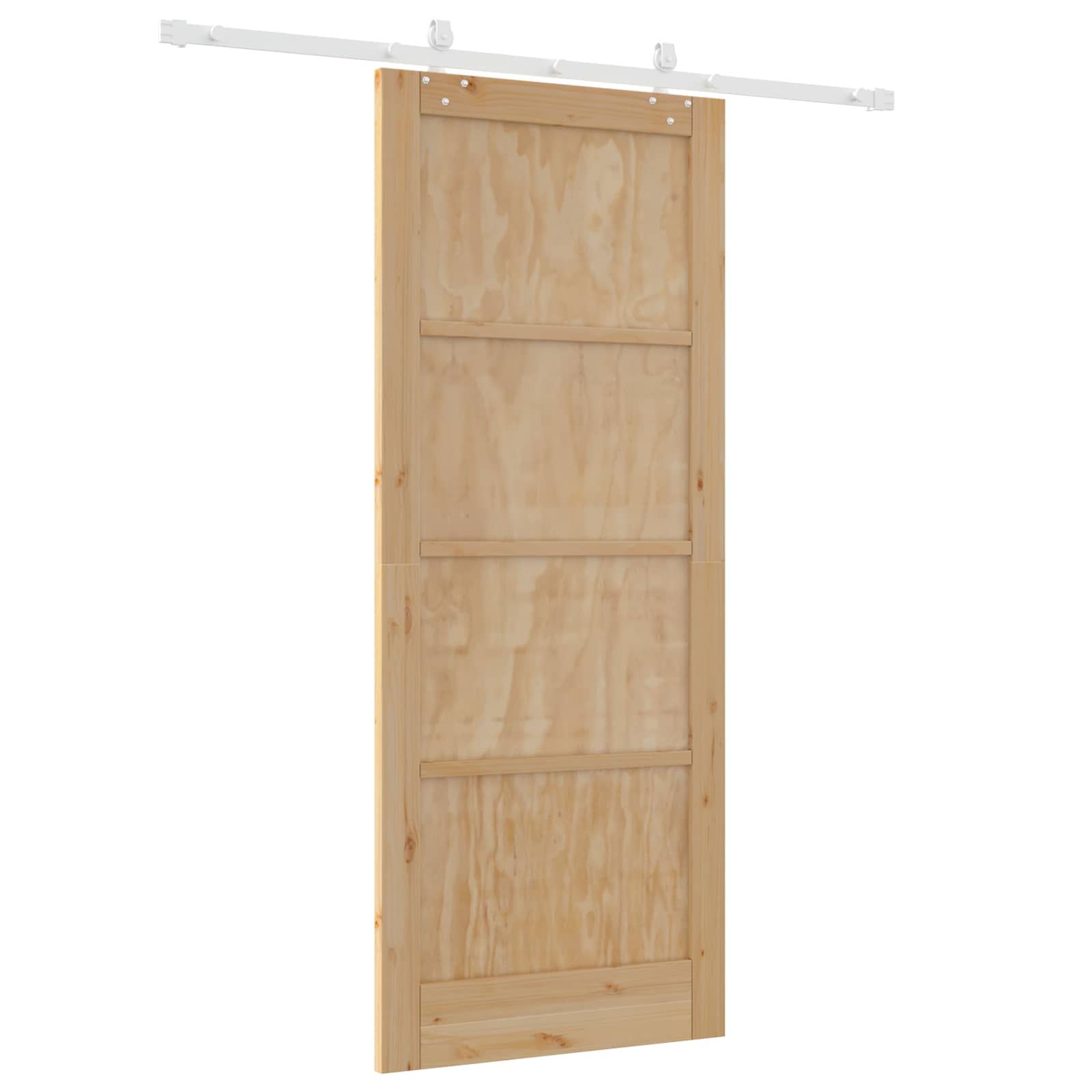 Συρόμενη Πόρτα Φυσικό και Λευκό 86 x 211 cm Μασίφ Ξύλο Πεύκου - Pakobazaar