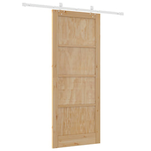 Συρόμενη Πόρτα Φυσικό και Λευκό 86 x 211 cm Μασίφ Ξύλο Πεύκου - Pakobazaar