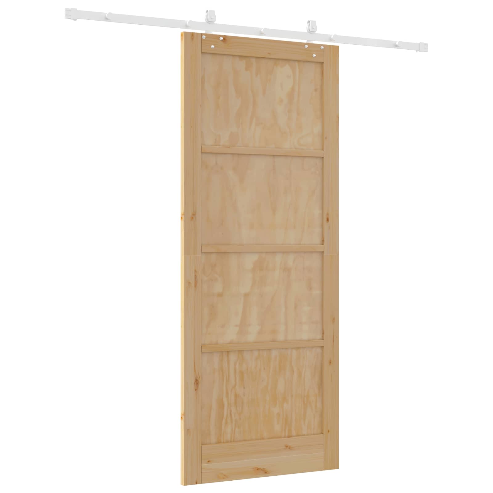 Συρόμενη Πόρτα Φυσικό και Λευκό 86 x 211 cm Μασίφ Ξύλο Πεύκου - Pakobazaar