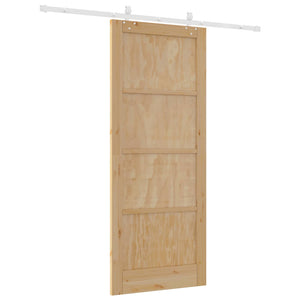 Συρόμενη Πόρτα Φυσικό και Λευκό 86 x 211 cm Μασίφ Ξύλο Πεύκου - Pakobazaar