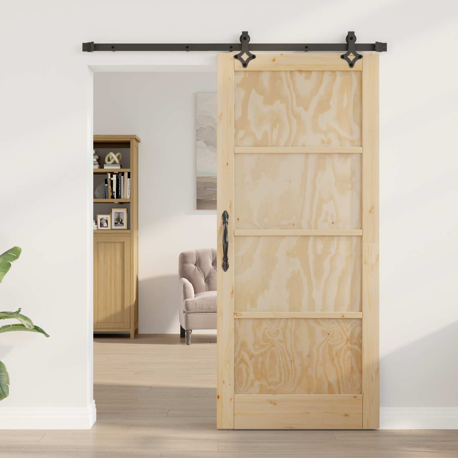 Συρόμενη Πόρτα ORKDAL Φυσικό 86 x 198,5 cm Μασίφ Ξύλο Πεύκου - Pakobazaar
