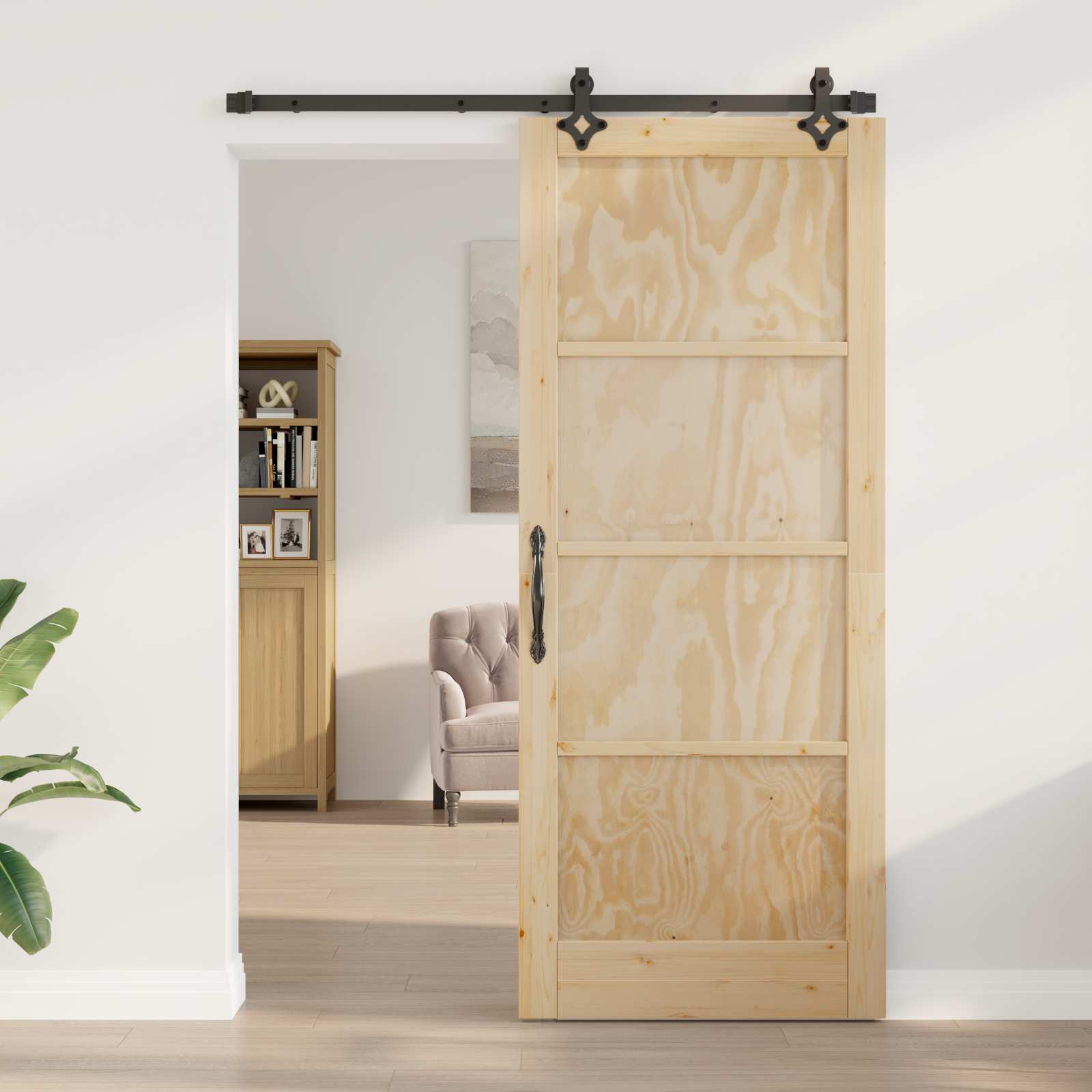 Συρόμενη Πόρτα ORKDAL Φυσικό 86 x 211 cm Μασίφ Ξύλο Πεύκου - Pakobazaar
