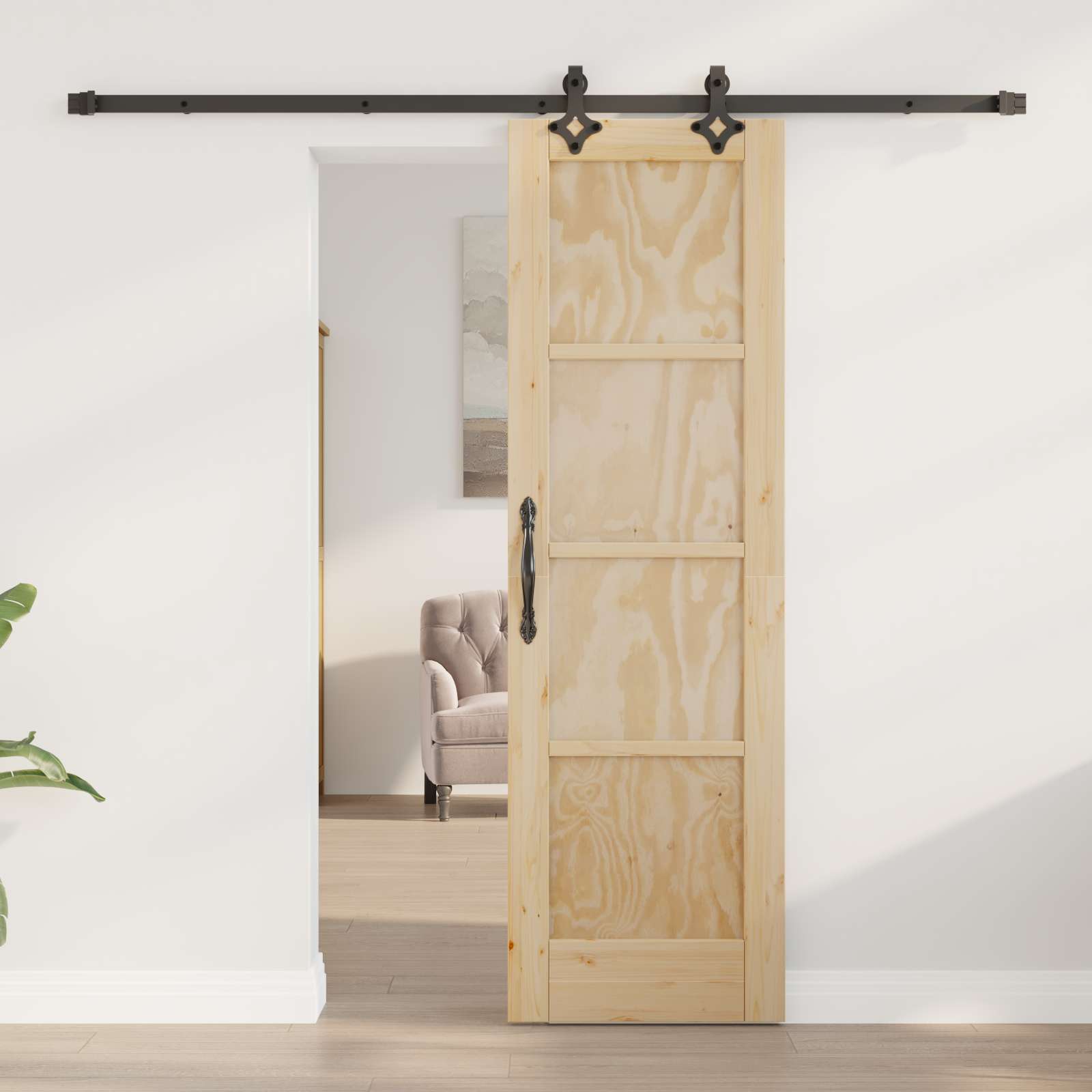 Συρόμενη Πόρτα ORKDAL Φυσικό 61 x 198,5 εκ. Μασίφ Ξύλο Πεύκου - Pakobazaar