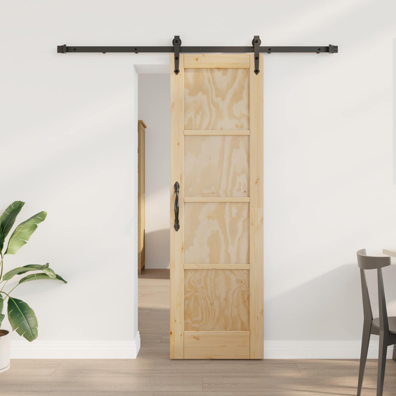 Συρόμενη Πόρτα ORKDAL Φυσικό και Μαύρο 61 x 198,5 εκ. - Pakobazaar