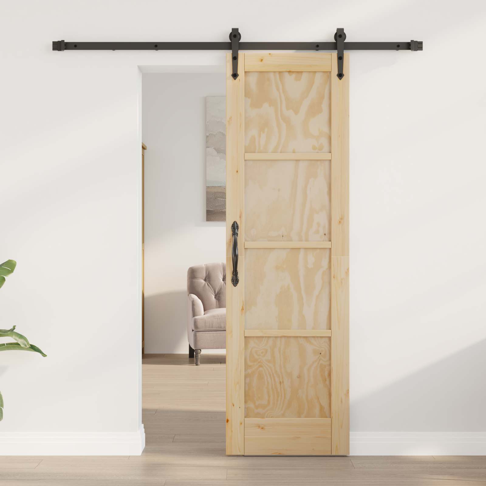 Συρόμενη Πόρτα ORKDAL Φυσικό και Μαύρο 61 x 198,5 εκ. - Pakobazaar