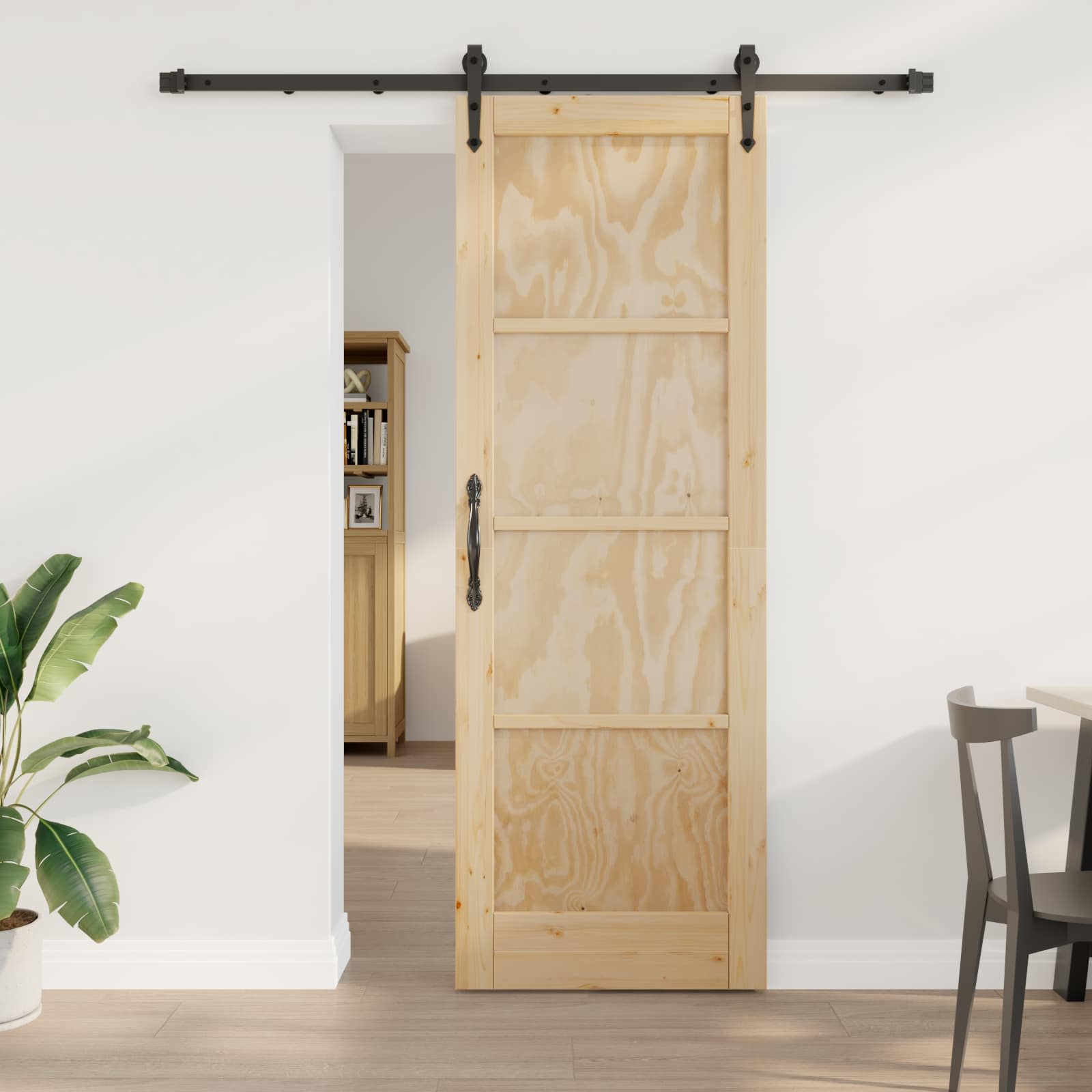 Συρόμενη Πόρτα ORKDAL Φυσικό και Μαύρο 73,5 x 211 εκ - Pakobazaar