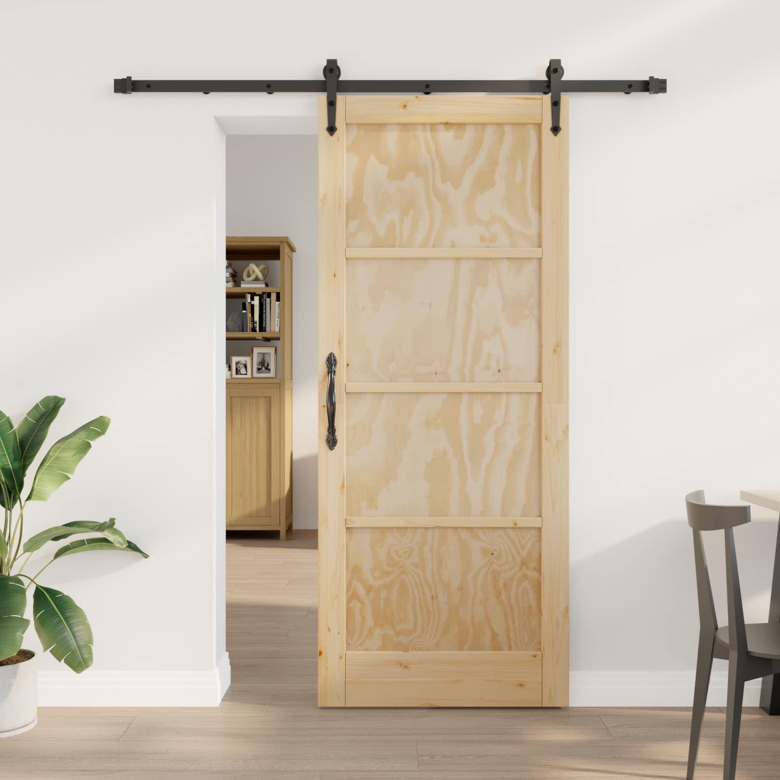 Συρόμενη Πόρτα ORKDAL Φυσικό και Μαύρο 83 x 202 εκ. - Pakobazaar