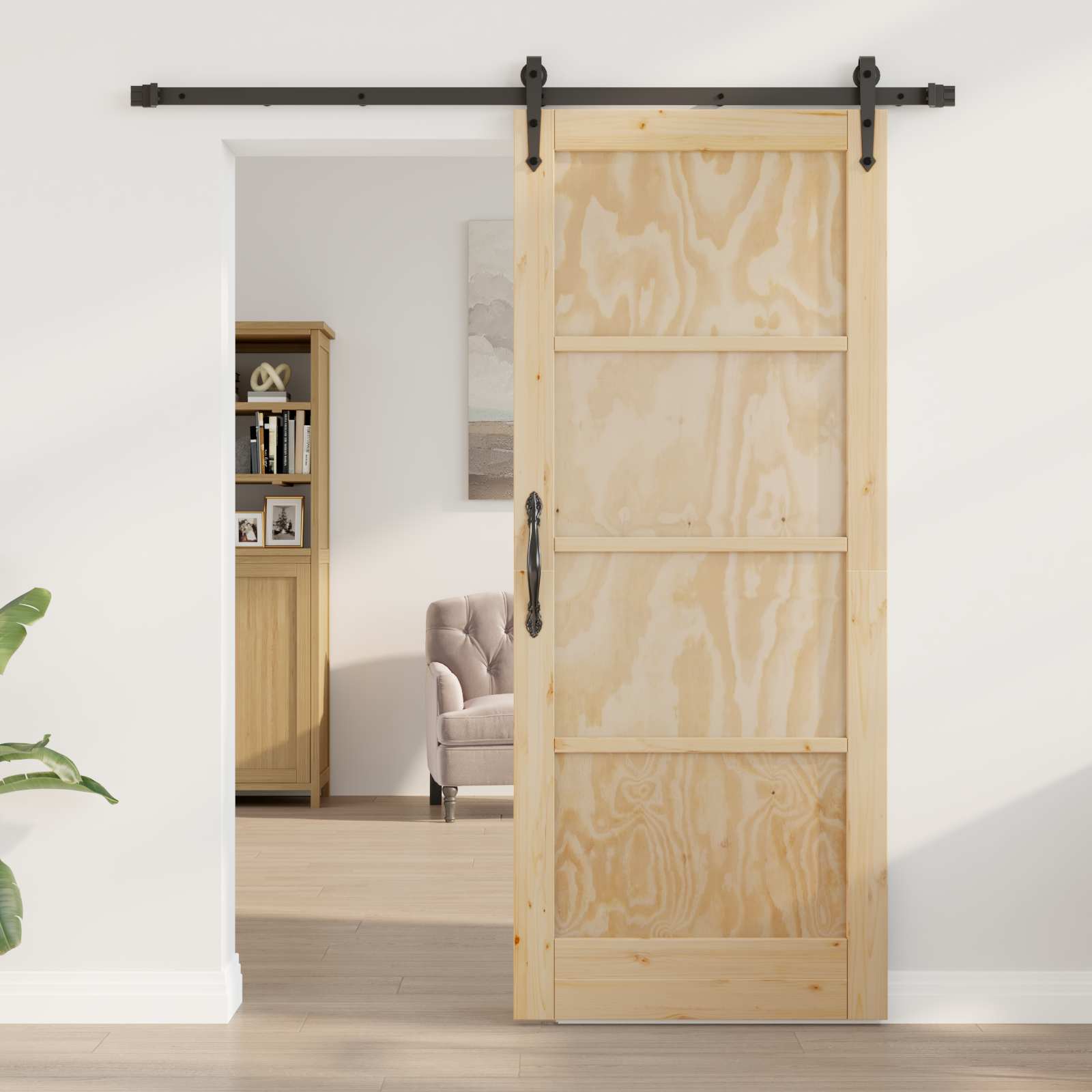 Συρόμενη Πόρτα ORKDAL Φυσικό και Μαύρο 83 x 202 εκ. - Pakobazaar