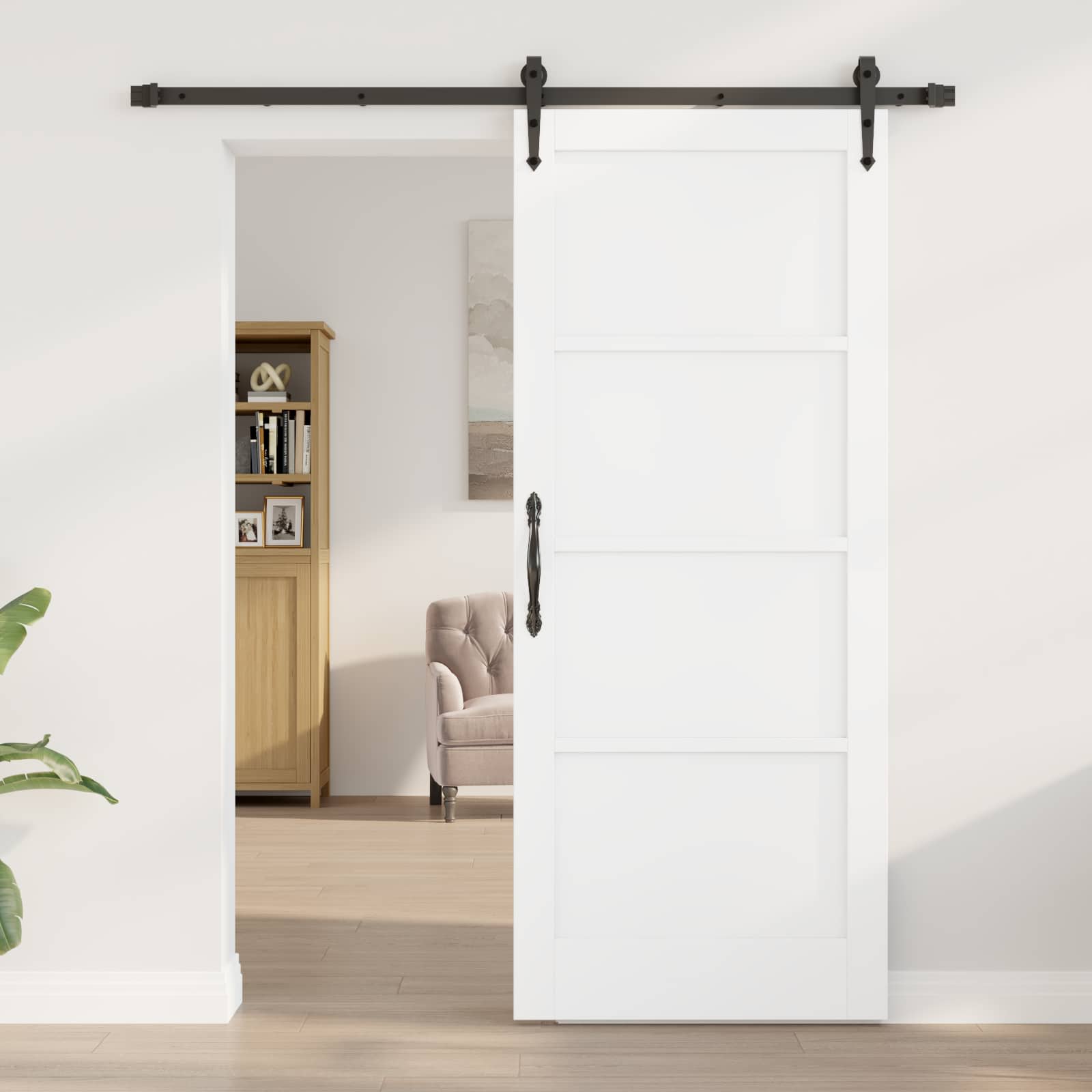 Συρόμενη Πόρτα ORKDAL Λευκό και Μαύρο 83 x 202 εκ. - Pakobazaar
