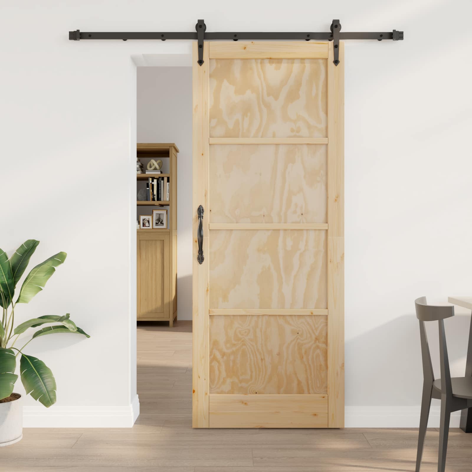Συρόμενη Πόρτα ORKDAL Φυσικό και Μαύρο 83 x 211 εκ. - Pakobazaar