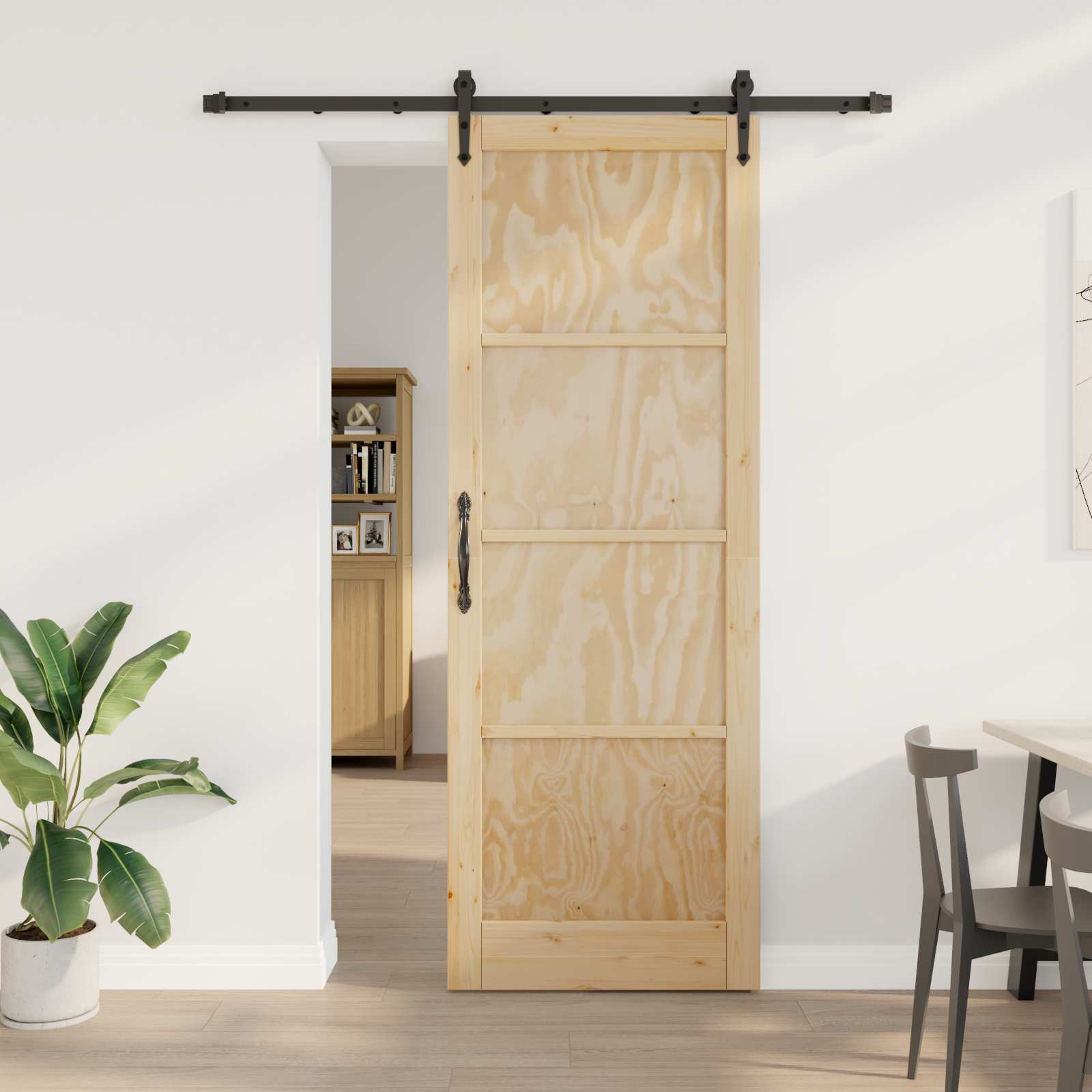 Συρόμενη Πόρτα ORKDAL Φυσικό και Μαύρο 83 x 232 εκ. - Pakobazaar